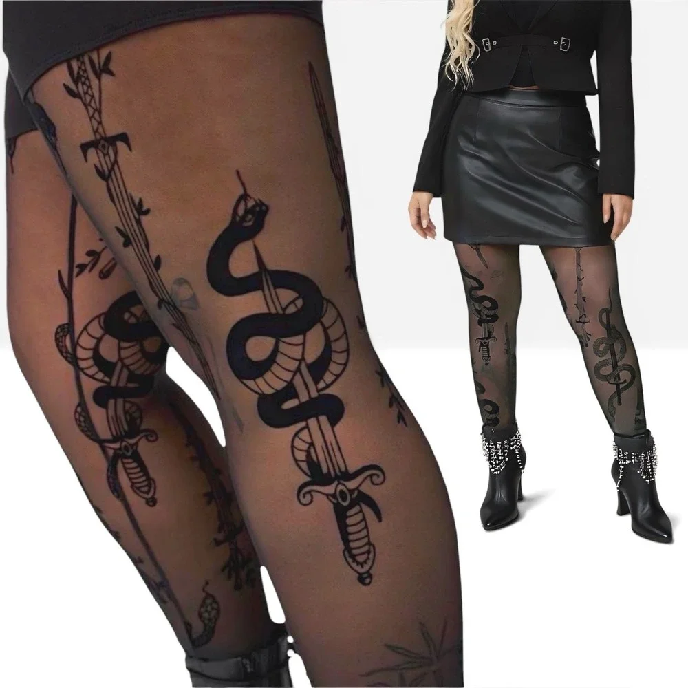 TORRID Snakes And Daggers Deep Black/Mesh Flocked Leggings NWT Size 2X